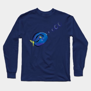 Best fishing gifts for fish lovers 2022. Fishy, fish, fish, cute blue tang tropical fish blowing bubbles Long Sleeve T-Shirt